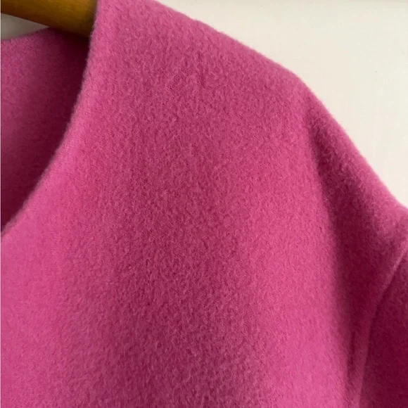 Eileen Fisher Vibrant Pink Open-Front Blazer 3x boiled wool cashmere blend FLAWS - Picture 6 of 9